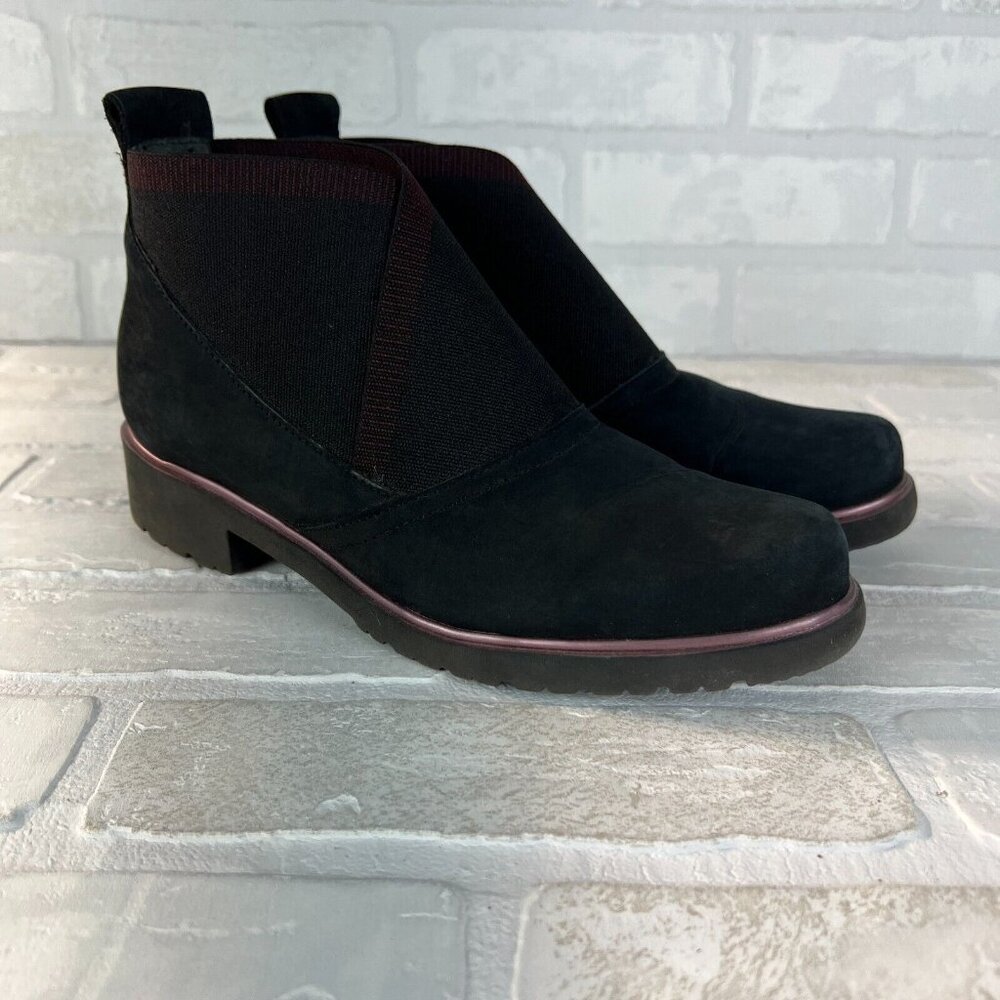 Munro Ankle Boots Womens 8 Black Suede Leather Comfort‎ Stretch Casual Bootie
